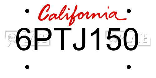 6PTJ150 California License Plate