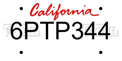 6PTP344 California License Plate