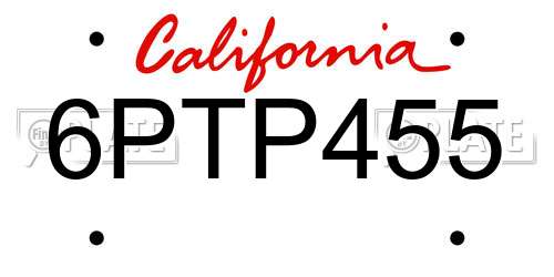 6PTP455 California License Plate