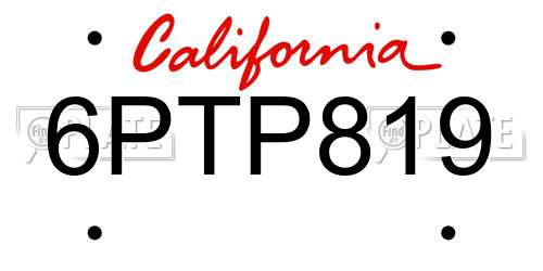 6PTP819 California License Plate