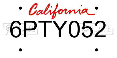 6PTY052 California License Plate