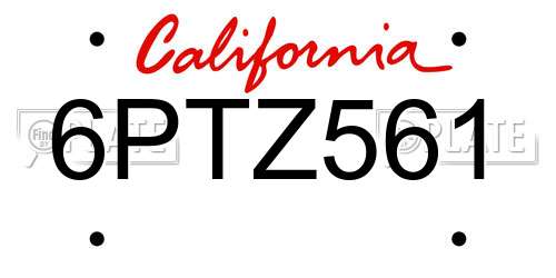 6PTZ561 California License Plate