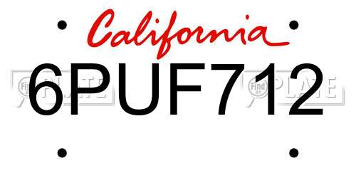 6PUF712 California License Plate