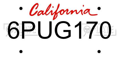 6PUG170 California License Plate