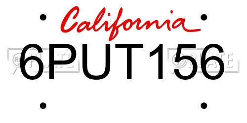 6PUT156 California License Plate