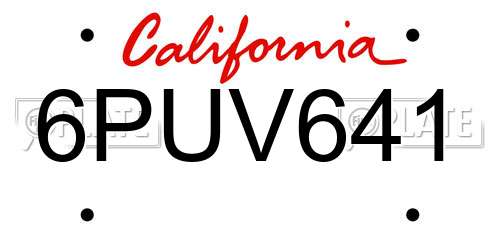 6PUV641 California License Plate