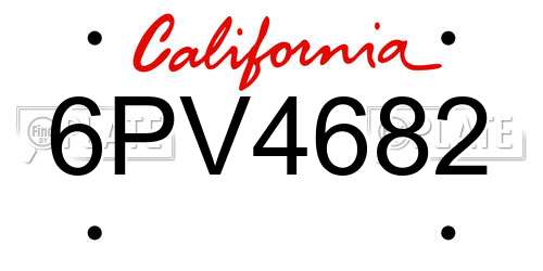 6PV4682 California License Plate