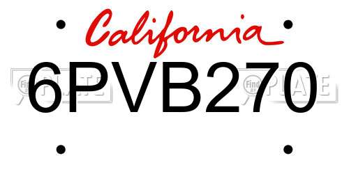 6PVB270 California License Plate