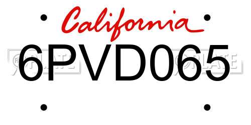 6PVD065 California License Plate
