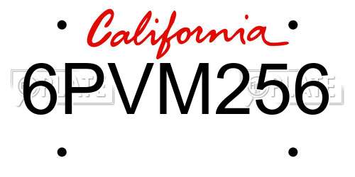 6PVM256 California License Plate