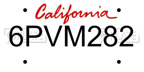 6PVM282 California License Plate
