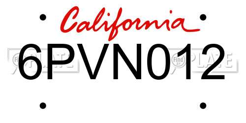 6PVN012 California License Plate
