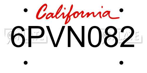 6PVN082 California License Plate