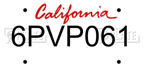 6PVP061 California License Plate