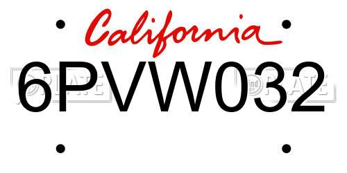 6PVW032 California License Plate