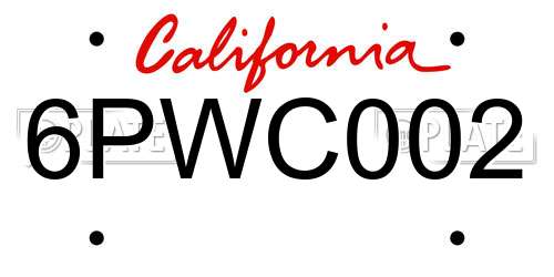 6PWC002 California License Plate
