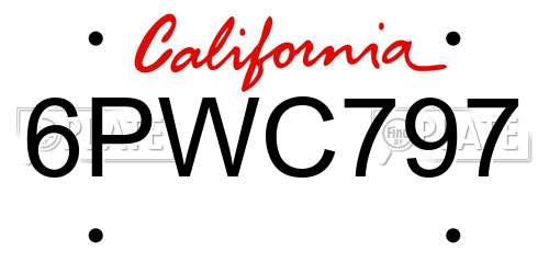 6PWC797 California License Plate
