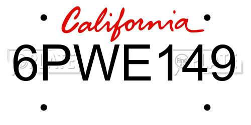 6PWE149 California License Plate