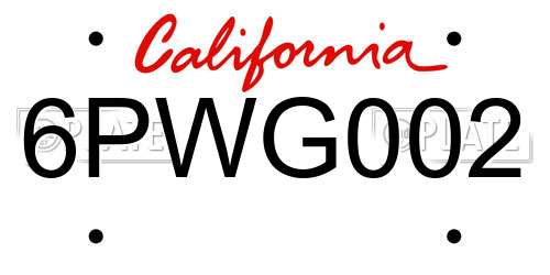 6PWG002 California License Plate