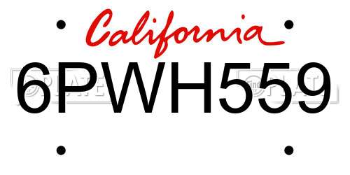 6PWH559 California License Plate