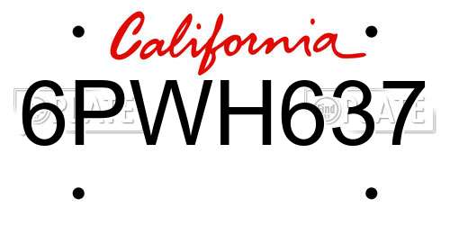 6PWH637 California License Plate