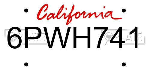 6PWH741 California License Plate