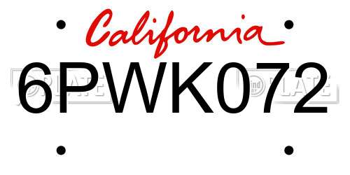 6PWK072 California License Plate