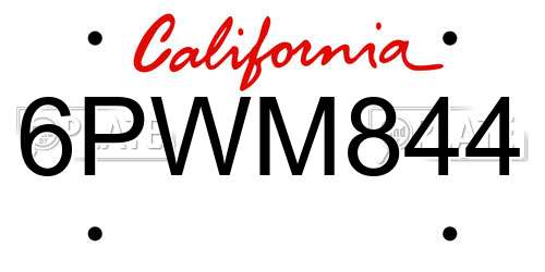 6PWM844 California License Plate