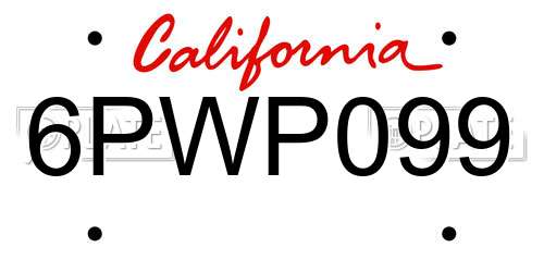 6PWP099 California License Plate