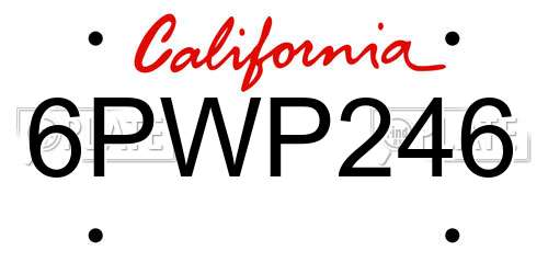 6PWP246 California License Plate