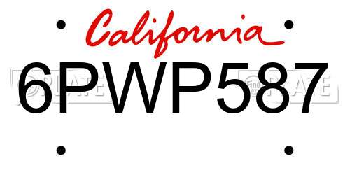 6PWP587 California License Plate