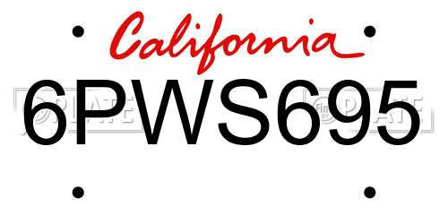 6PWS695 California License Plate