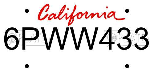 6PWW433 California License Plate