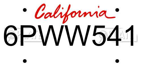 6PWW541 California License Plate