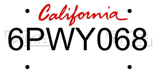 6PWY068 California License Plate