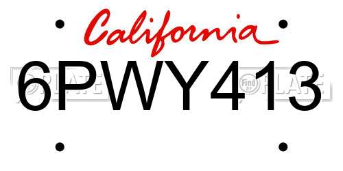 6PWY413 California License Plate