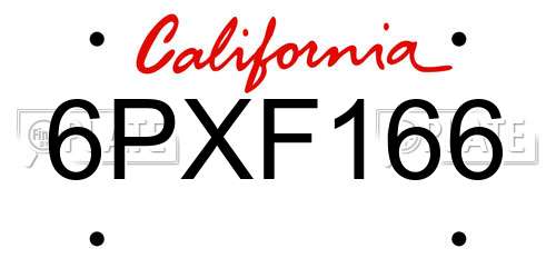 6PXF166 California License Plate