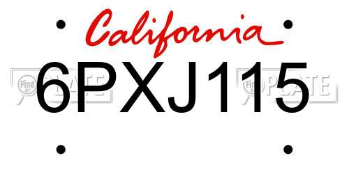 6PXJ115 California License Plate