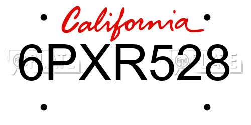 6PXR528 California License Plate