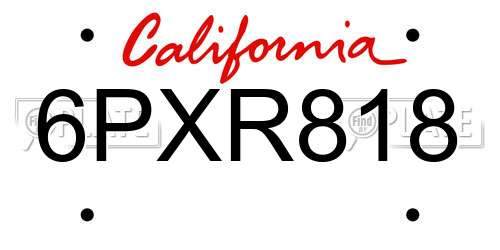 6PXR818 California License Plate