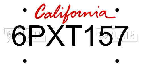 6PXT157 California License Plate
