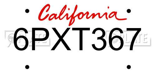 6PXT367 California License Plate