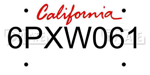 6PXW061 California License Plate