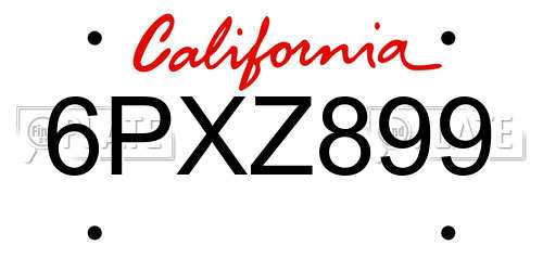 6PXZ899 California License Plate