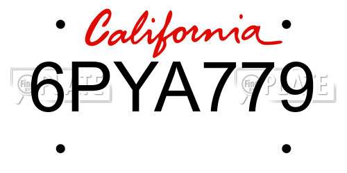 6PYA779 California License Plate