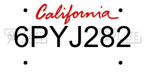 6PYJ282 California License Plate
