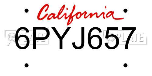 6PYJ657 California License Plate