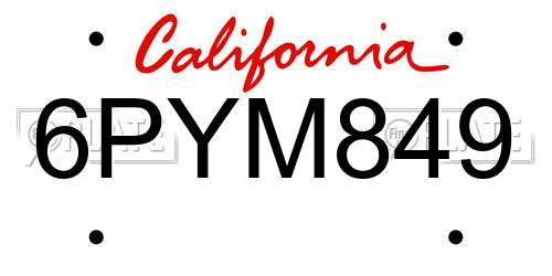 6PYM849 California License Plate