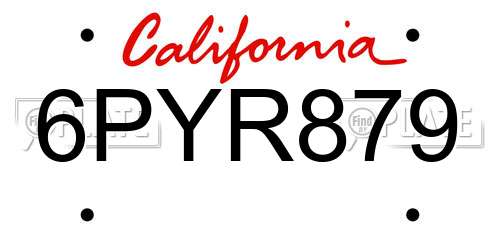 6PYR879 California License Plate