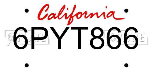 6PYT866 California License Plate